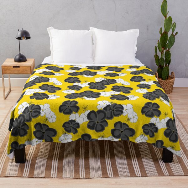 Item preview, Painted Poppies - Black and White on Yellow designed and sold by bmfabricdesigns.