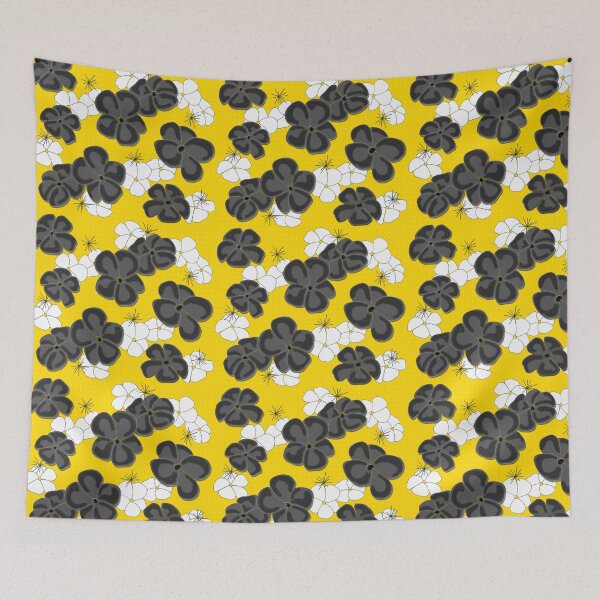 Item preview, Painted Poppies - Black and White on Yellow designed and sold by bmfabricdesigns.