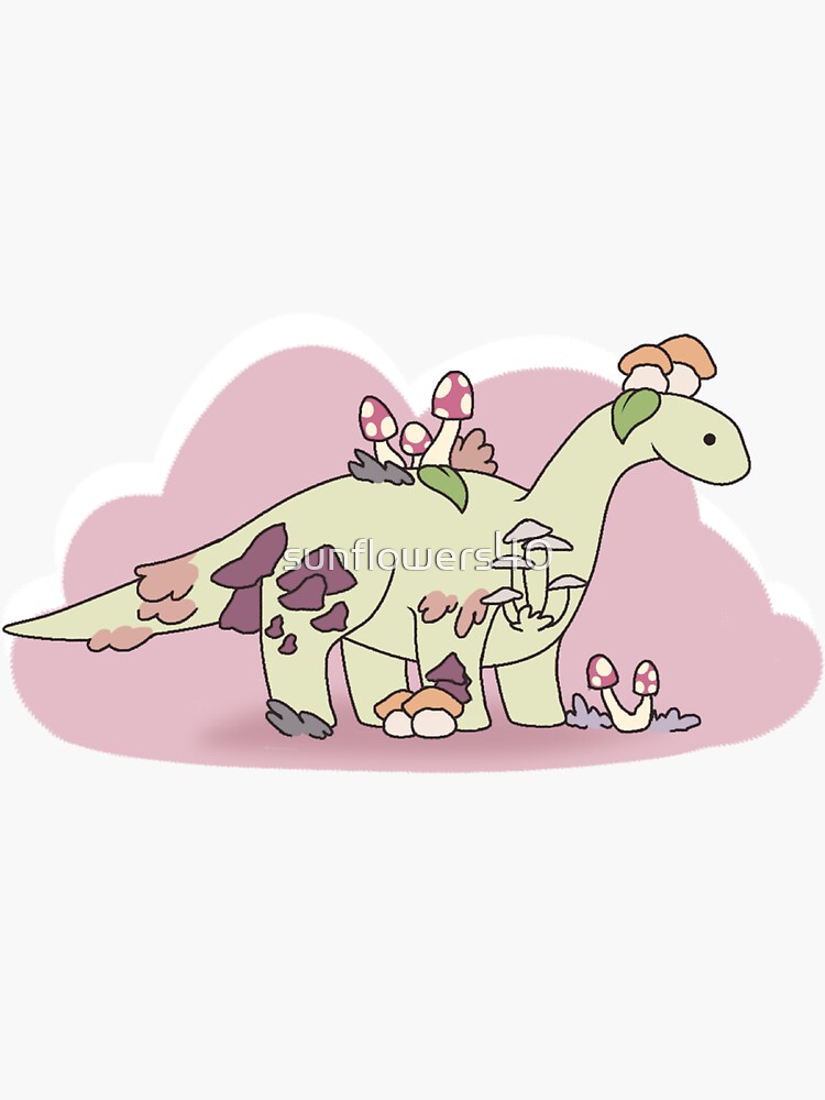 "Cute dinosaur with mushrooms and lichen" Sticker for Sale by sunflowers40 Redbubble