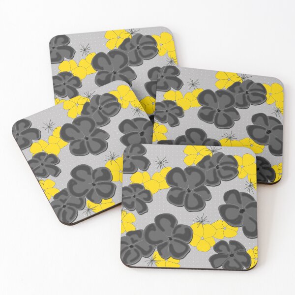 Item preview, Painted Poppies - Black and Yellow on Gray designed and sold by bmfabricdesigns.
