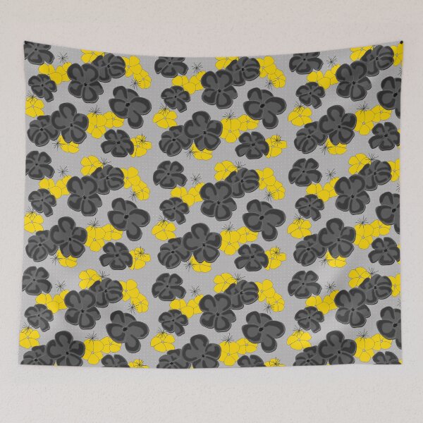 Item preview, Painted Poppies - Black and Yellow on Gray designed and sold by bmfabricdesigns.