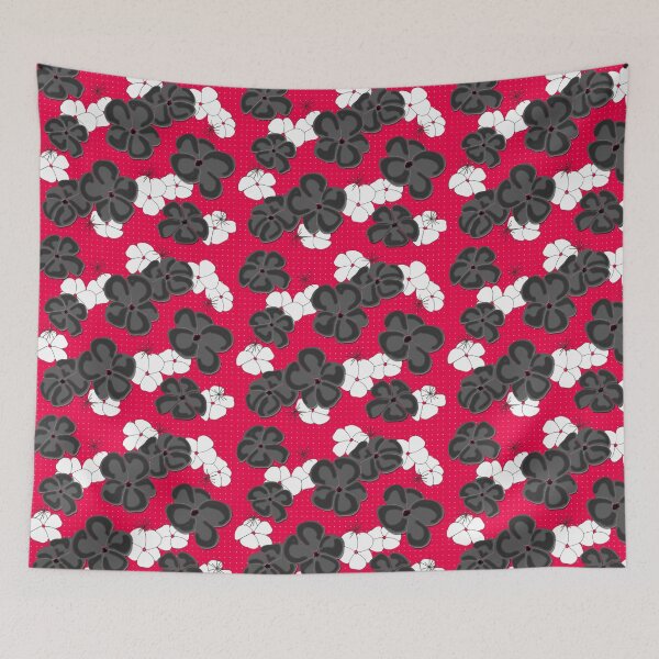 Item preview, Painted Poppies - Black and White on Red designed and sold by bmfabricdesigns.