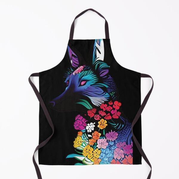 Item preview, colorful wolf with flowers designed and sold by ralick.