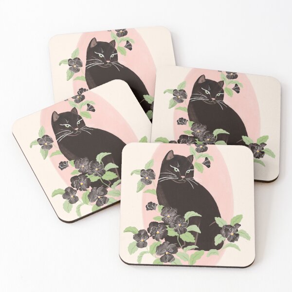 Item preview, Black Cat and Pansy designed and sold by SunLee Art.