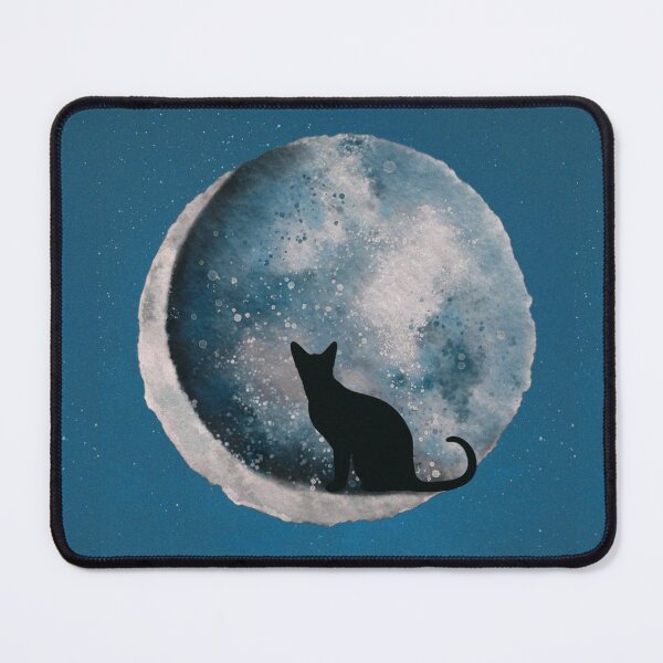 Item preview, Black Cat sat on a Crescent Moon- Dreaming under the stars designed and sold by tinytiger77.