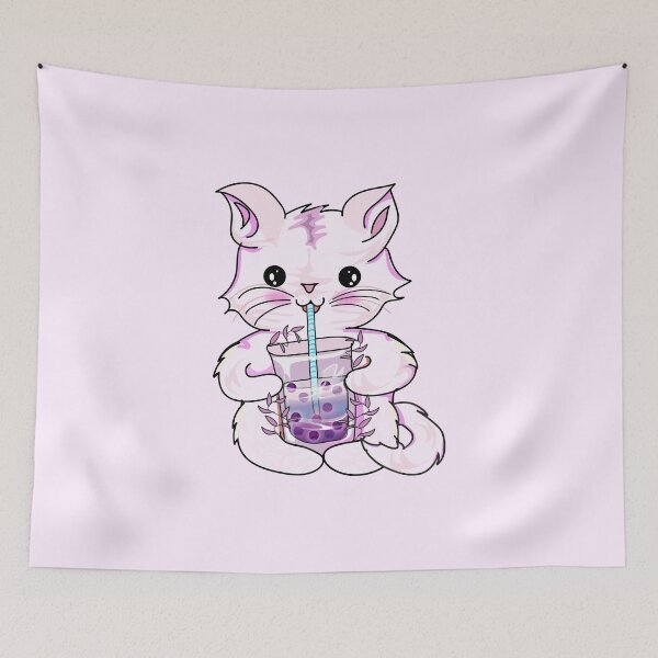 Item preview, cat boba tea bubble l cat drinking boba designed and sold by Bossin.