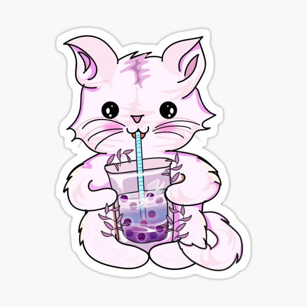 Item preview, cat boba tea bubble l cat drinking boba designed and sold by Bossin.