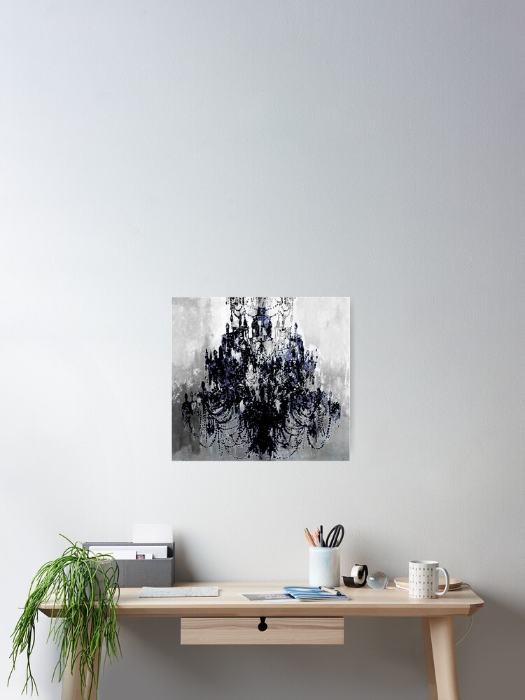 Chandelier gray black and white blue elegant modern  Poster