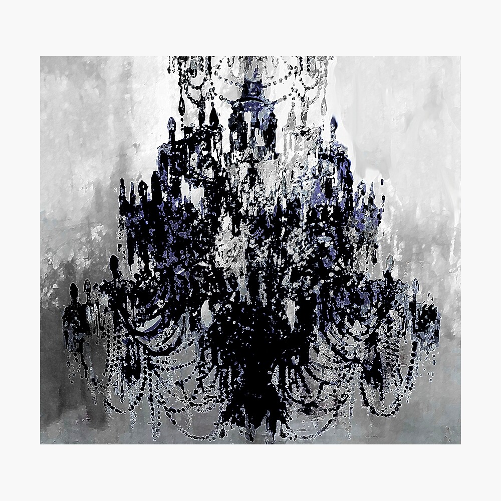 Chandelier gray black and white blue elegant modern  Poster