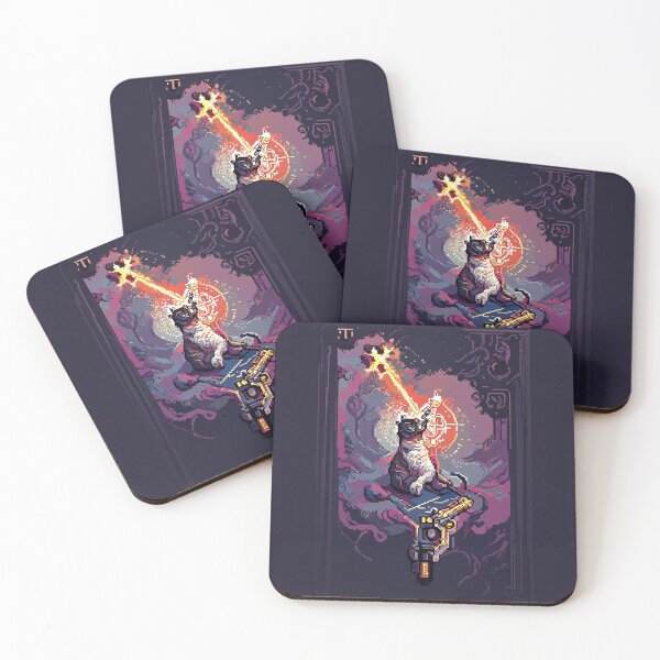 Item preview, cat with laser gun #1 animal tarot card designed and sold by AiAnimalCards.