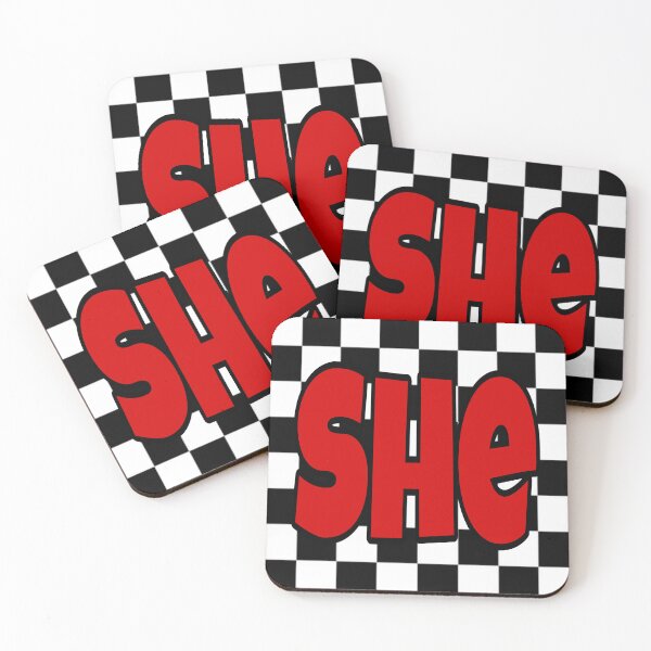 Item preview, Checkered board she, her, hers female pronouns  designed and sold by PRONOUNS-R-US.