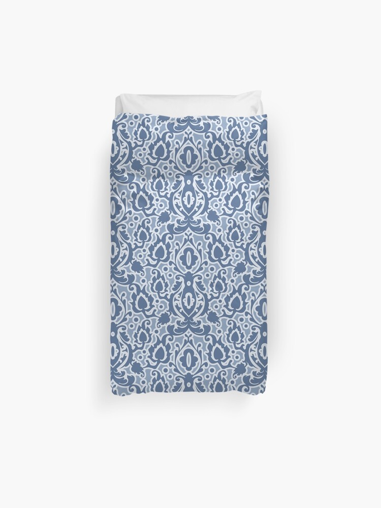 Moroccan Blue Casbah Damask Duvet Cover By Antiqueimages Redbubble