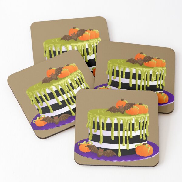 Item preview, Striped Halloween Cake with Chocolate Bats designed and sold by Zia Frazier.
