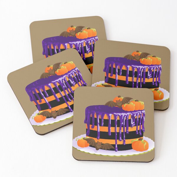 Item preview, Another Striped Halloween Cake with Chocolate Bats designed and sold by Zia Frazier.