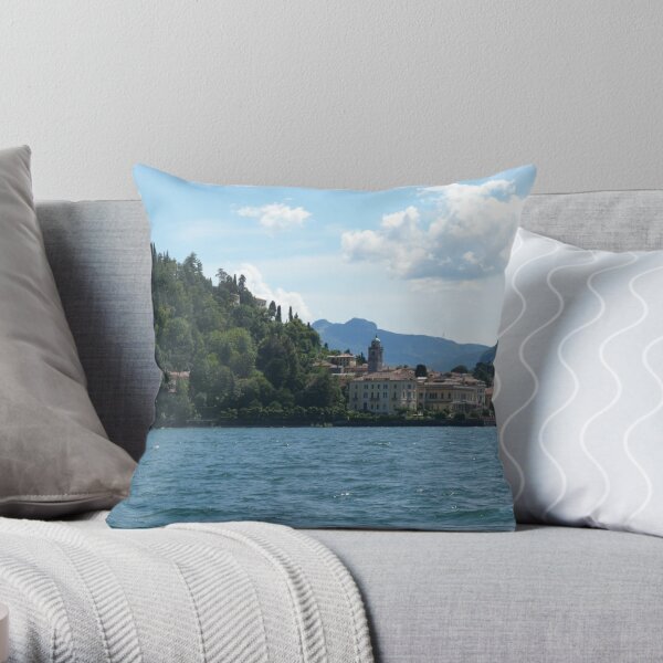 Restaurant Row on Lake Bellagio at Daybreak in Las Vegas Throw Pillow