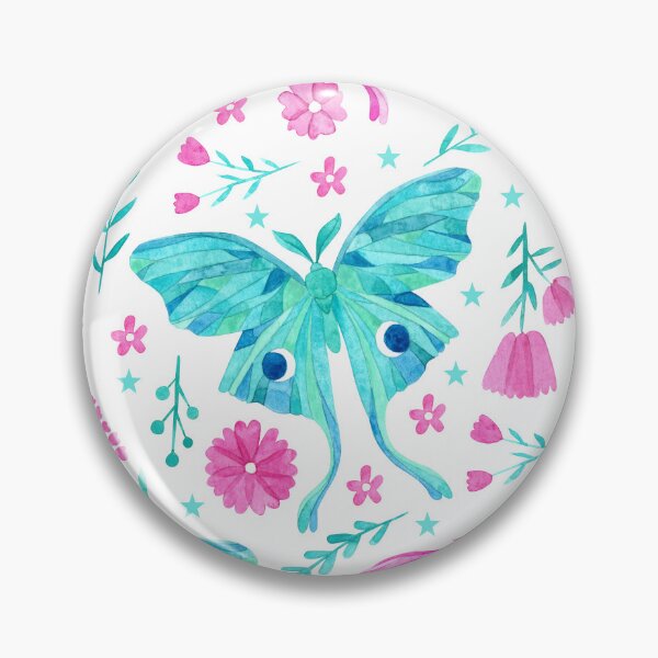 Item preview, Watercolor Lunar Moths in Pink and Turquoise designed and sold by KConfetti.