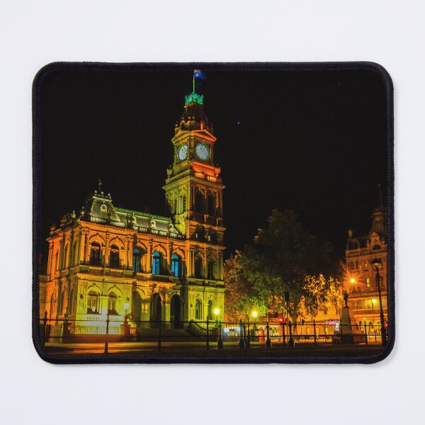 Item preview, Old Bendigo Town Hall and Shamrock Hotel at Night designed and sold by Steven Jodoin.