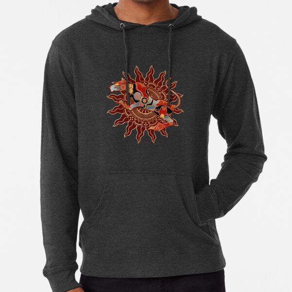 Roter Löwe Batik Leichter Hoodie