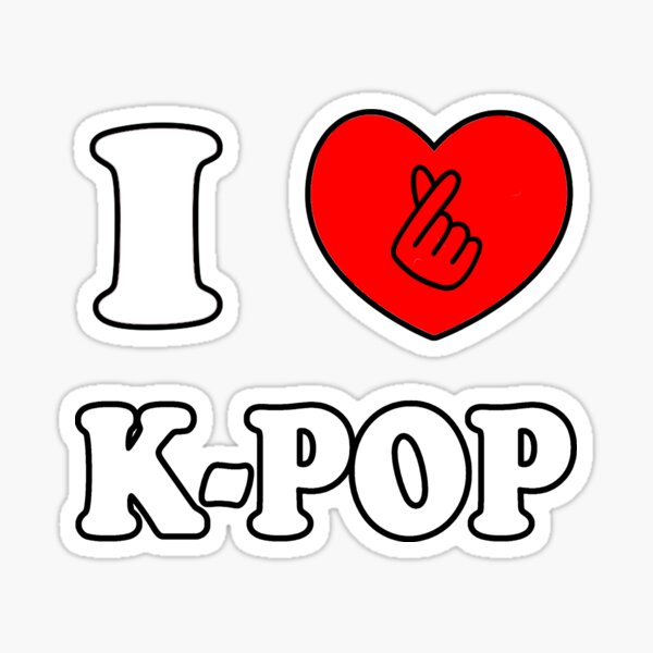 "Korean Kpop Snap Finger Heart Hand I Love You Kpop Music" Sticker for