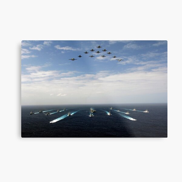 Item preview, STK101651M-Aircraft fly over a group of U.S. and Japanese Maritime Self-Defense Force ships. designed and sold by StocktrekImages.