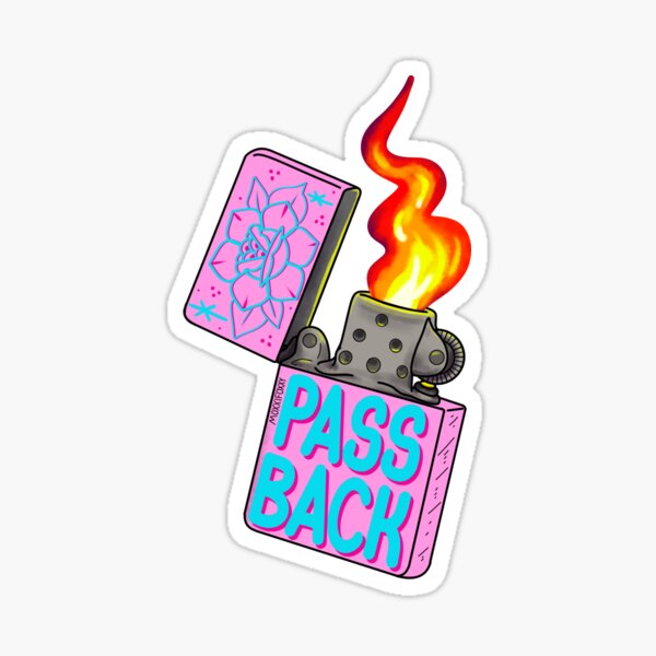 Lighter, Pass Back Pink Blue Sticker