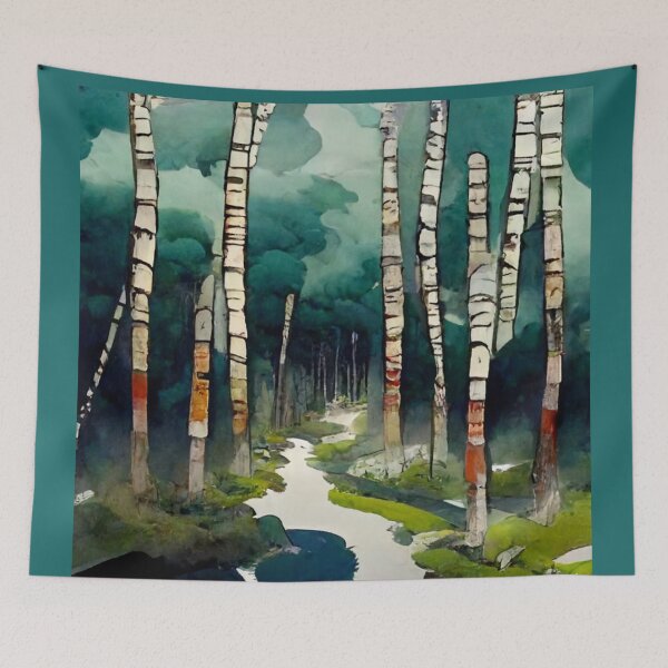 Item preview, A trail through birch trees designed and sold by etherElric.