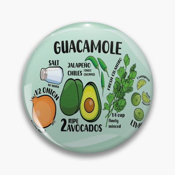 Item preview, How to make guacamole green illustrated recipe ingredients authentic mexican food designed and sold by T-Mex.