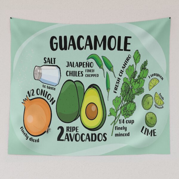 Item preview, How to make guacamole green illustrated recipe ingredients authentic mexican food designed and sold by T-Mex.