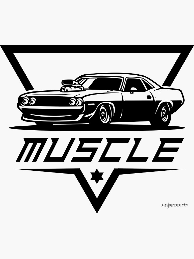 Old Classic Car, Muscle Car, Vintage Car, Stencil, Silhouette