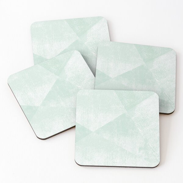 Item preview, Mint Green and White Geometric Triangles Lino-Textured Print designed and sold by itsjensworld.
