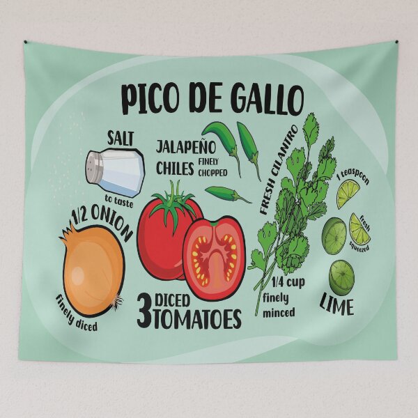 Artikelvorschau, Wie man pico de gallo grün illustrierte Rezeptzutaten zu authentischer mexikanischer Salsa macht entworfen und verkauft von T-Mex.