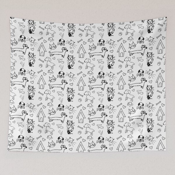 Item preview, Cats and dogs drawings designed and sold by flamendes.