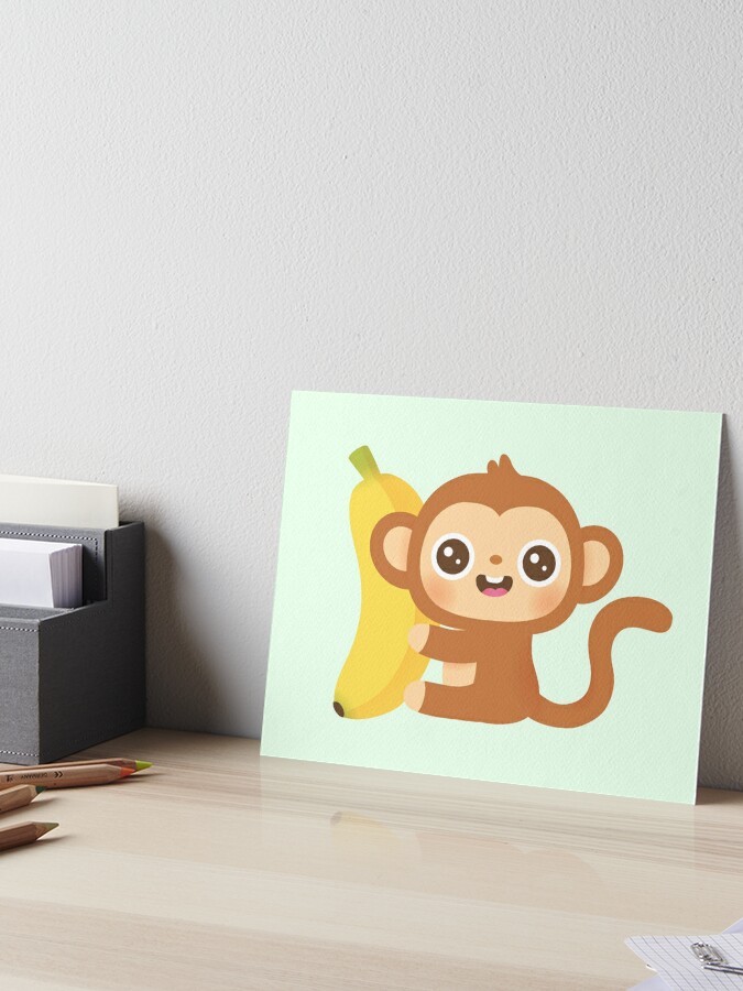  (Adorable Kids Monkey and Banana Illustration