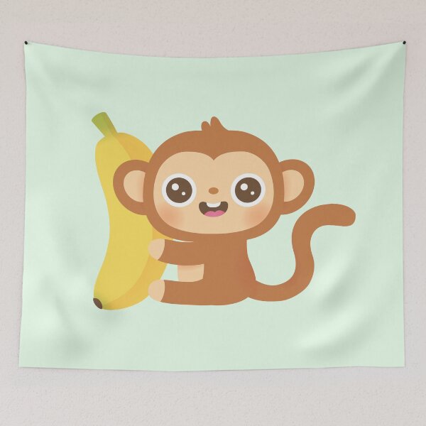 Item preview, Cute Little Monkey and Banana designed and sold by rustydoodle.