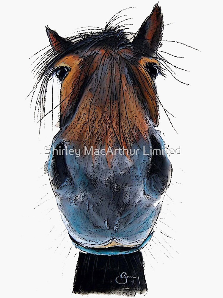 Thumbnail 3 of 3, Sticker, HORSE PRiNT 'HAPPY HARRY' BY SHiRLeY MacARTHuR designed and sold by ShirleyMacA.