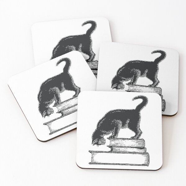 Item preview, curious cat and books designed and sold by venomouspixie.