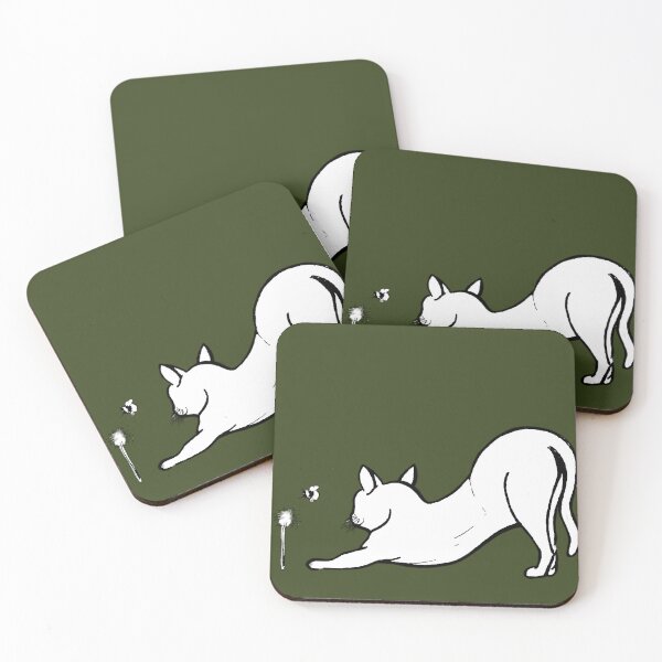 Item preview, White cat playing  designed and sold by Hueyhuesart.