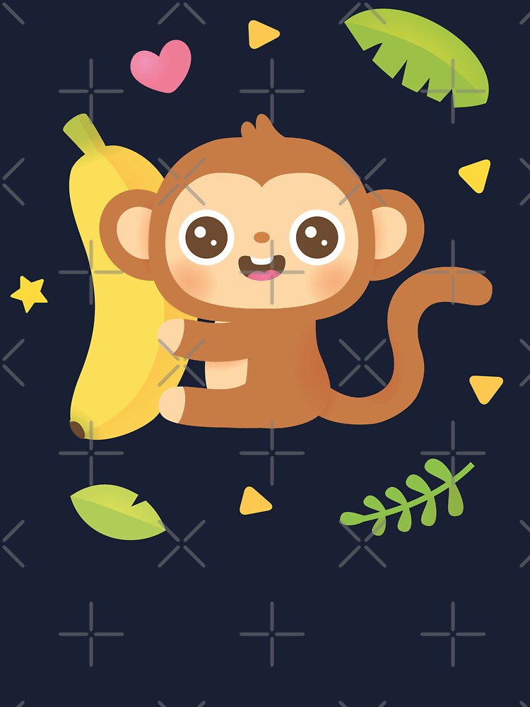  (Adorable Kids Monkey and Banana Illustration