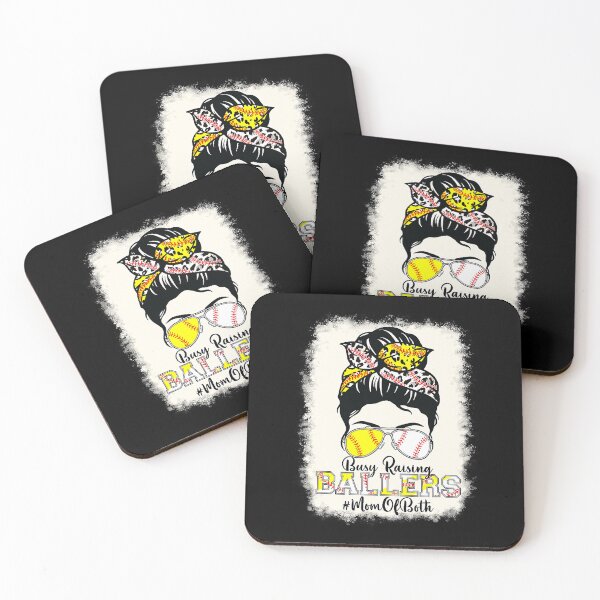 Item preview, Messy Bun Busy Raising Ballers Mom Of Both Baseball Softball designed and sold by MichelSorour.