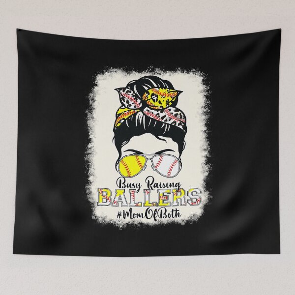 Item preview, Messy Bun Busy Raising Ballers Mom Of Both Baseball Softball designed and sold by MichelSorour.