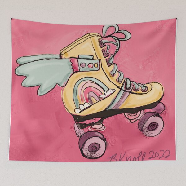 Item preview, 70s retro rollerskating roller girl art Brenda Knoll designed and sold by Brenda  Knoll.