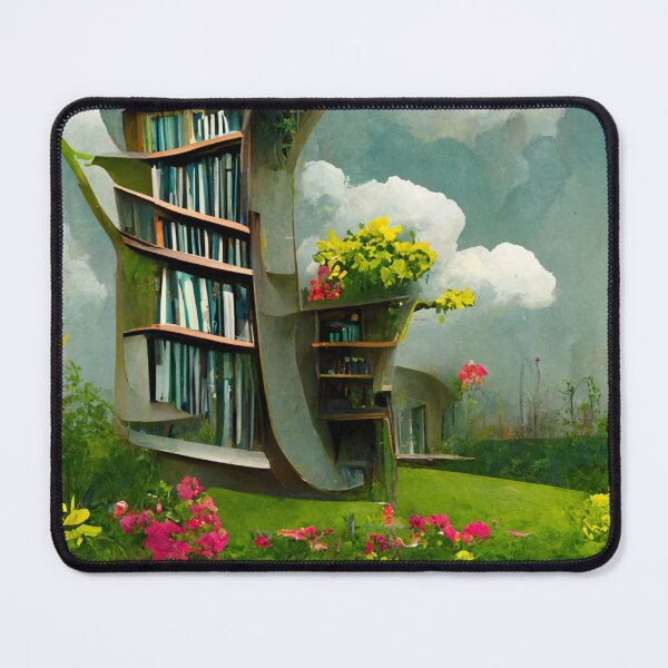 Item preview, Outdoor library in beautiful garden painting designed and sold by ArtbyACcreative.