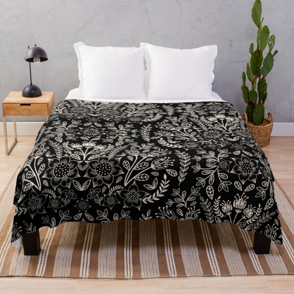 Item preview, Enchanted - Midnight Garden Floral Damask - Black & White designed and sold by Carrie Cantwell Art.