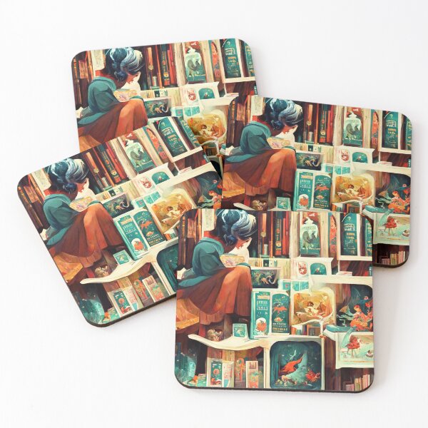 Item preview, Library comes alive as girl reads her favorite literature designed and sold by ArtbyACcreative.