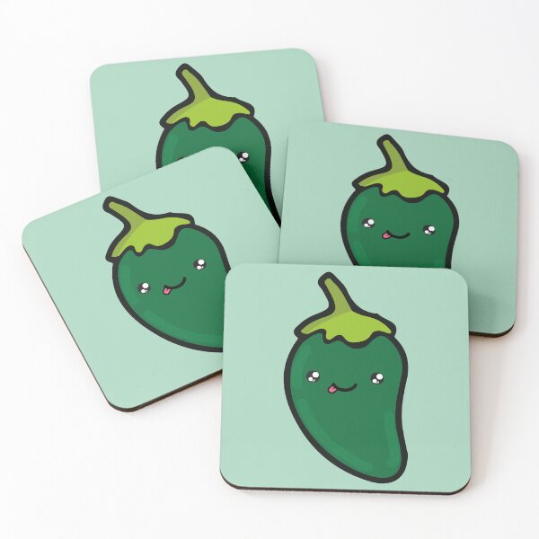 Item preview, Adorable green chilli pepper kawaii Mexican spicy food cute hot sauce designed and sold by T-Mex.