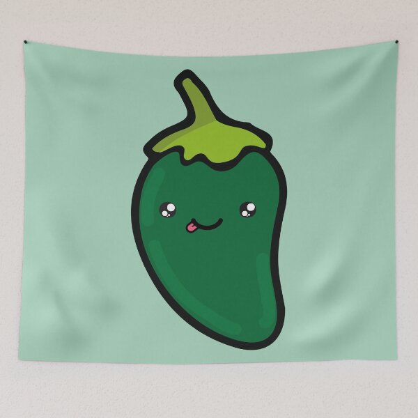 Item preview, Adorable green chilli pepper kawaii Mexican spicy food cute hot sauce designed and sold by T-Mex.