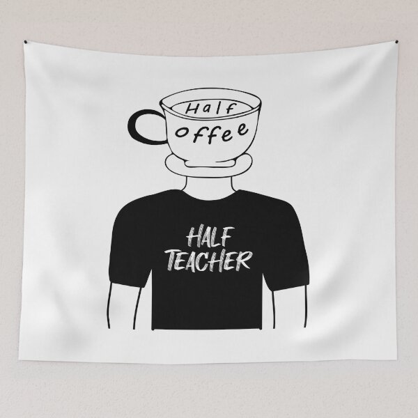 Item preview, Half Coffee Half Teacher Funny Human Hybrid in Black Tee designed and sold by artfulnotebook.