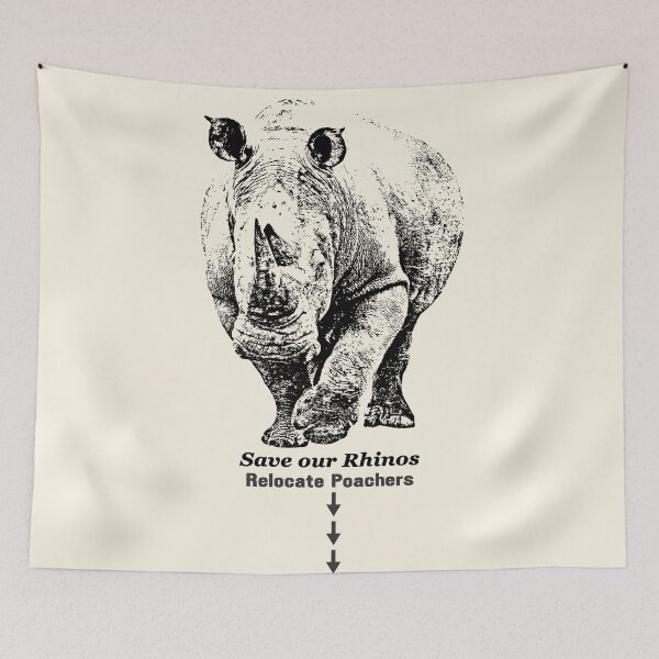 Item preview, White Rhino with Anti-Poaching Message | African Wildlife designed and sold by Scotch Macaskill.
