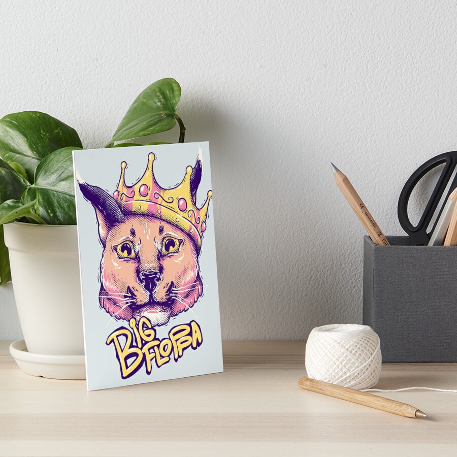 Da Big Floppa - New Rapper with King Crown | Floppa Cube Flop Flop Happy  Floppa Friday Drip | Fun | Original Art Pet Mat Bandana Cat | Art Print