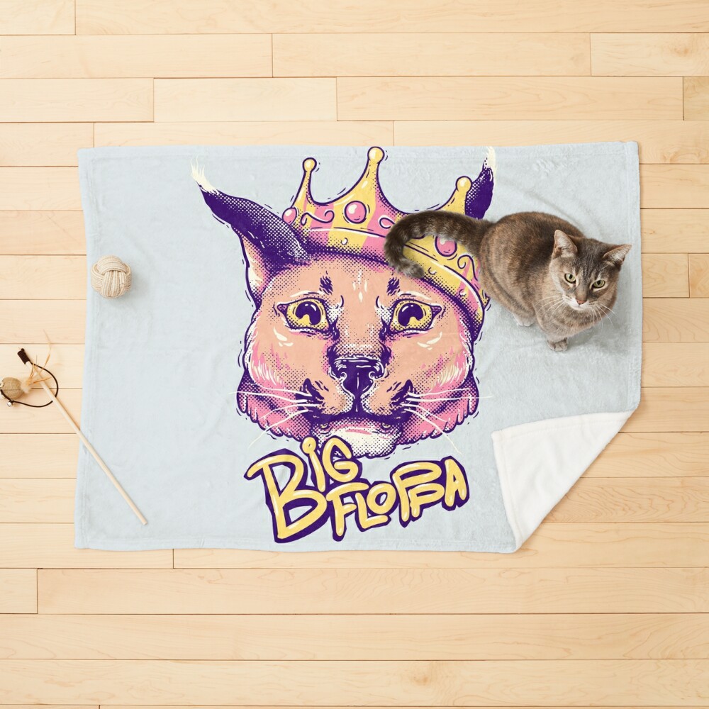 Da Big Floppa - New Rapper with King Crown | Floppa Cube Flop Flop Happy  Floppa Friday Drip | Fun | Original Art Pet Mat Bandana Cat | Art Print